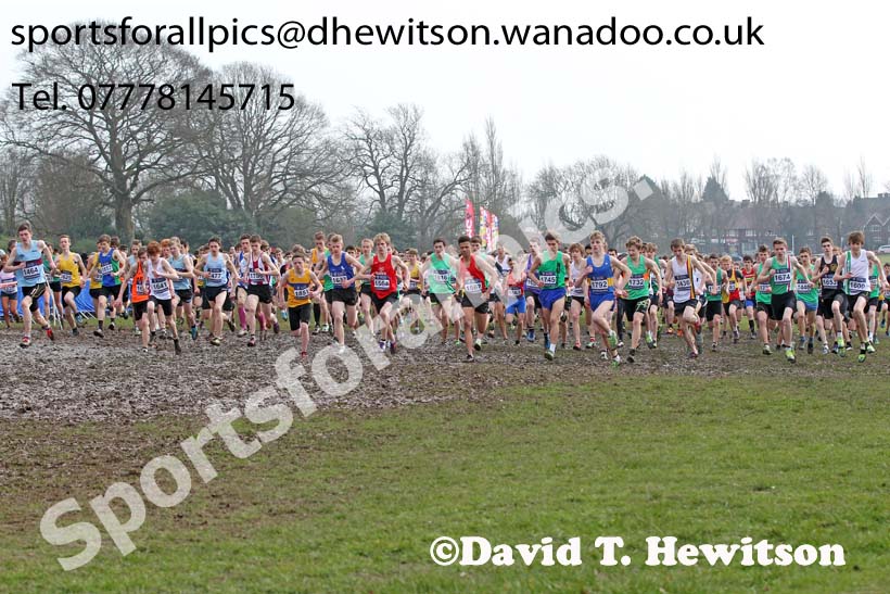 Start of the of the under-15 boys Inter Counties Cross Country, Cofton Park, Birmingham. Photo: David T. Hewitson/Sports for All Pics